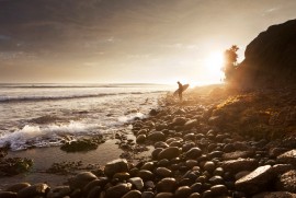 San Diego Surfer at Sunset